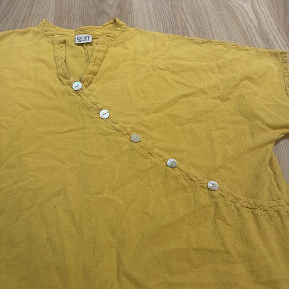 Flaw Oh My Gauze Top 2 L/XL Yellow Lagenlook Boho Minimalist Beach Coastal - Picture 3 of 9